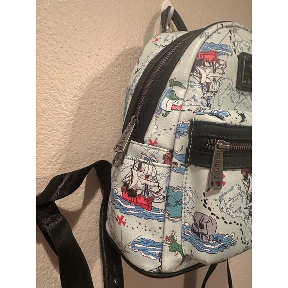 Loungefly Disney Peter Pan Map Mini Backpack - BoxLunch Exclusive Hook Pirates - Picture 4 of 13
